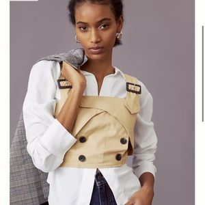 NWT Anthropologie Eva Franco Trench Buttoned Beige Blouse with Adjustable Straps